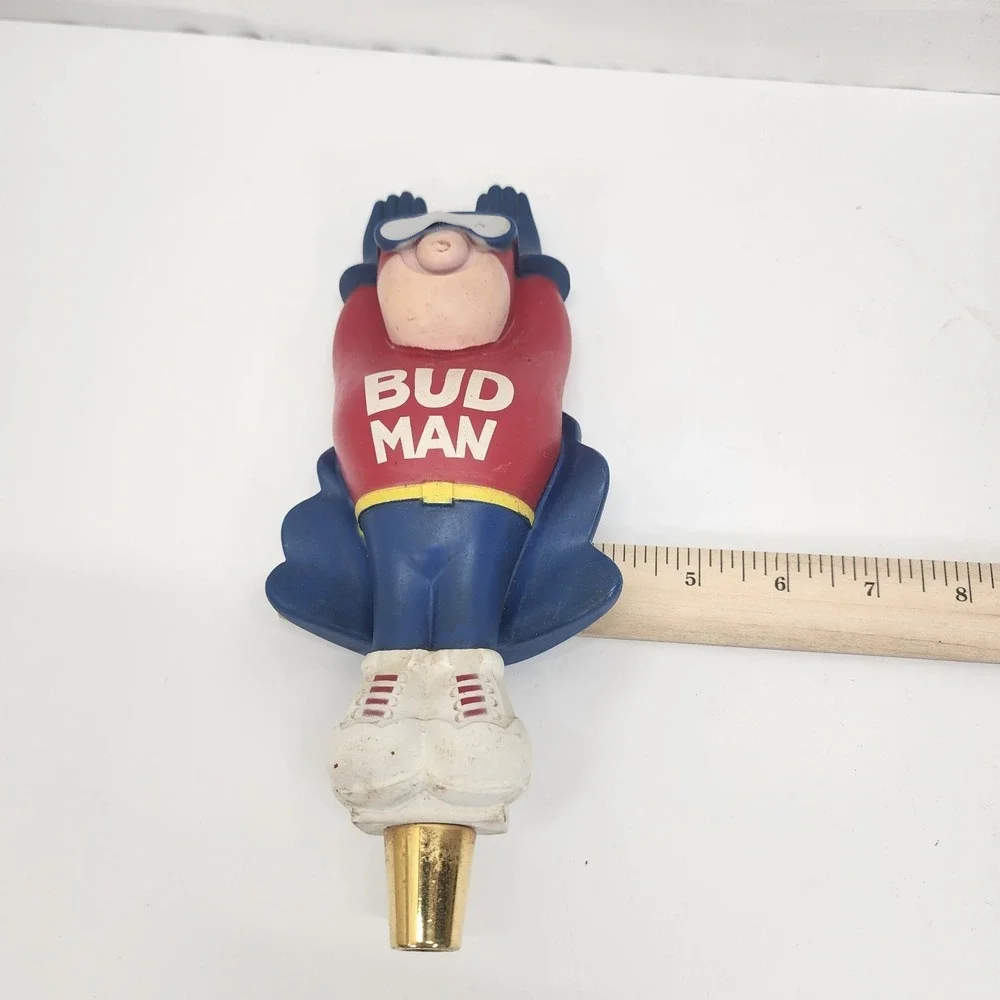 Vintage Budweiser Bud Man Beer Tap Handle Ski Flying Figure 10.5